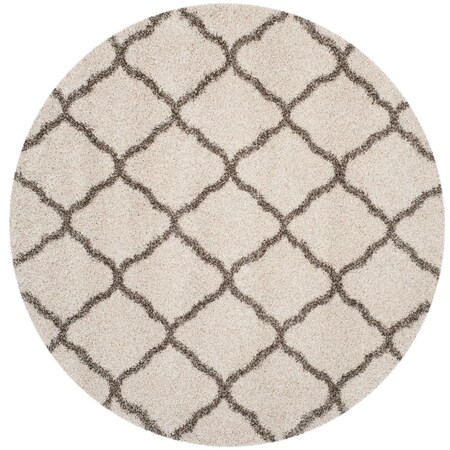 Safavieh 3 x 3 ft. Hudson Shag Power Loomed Round Area Rug; Ivory & Grey SGH283A-3R